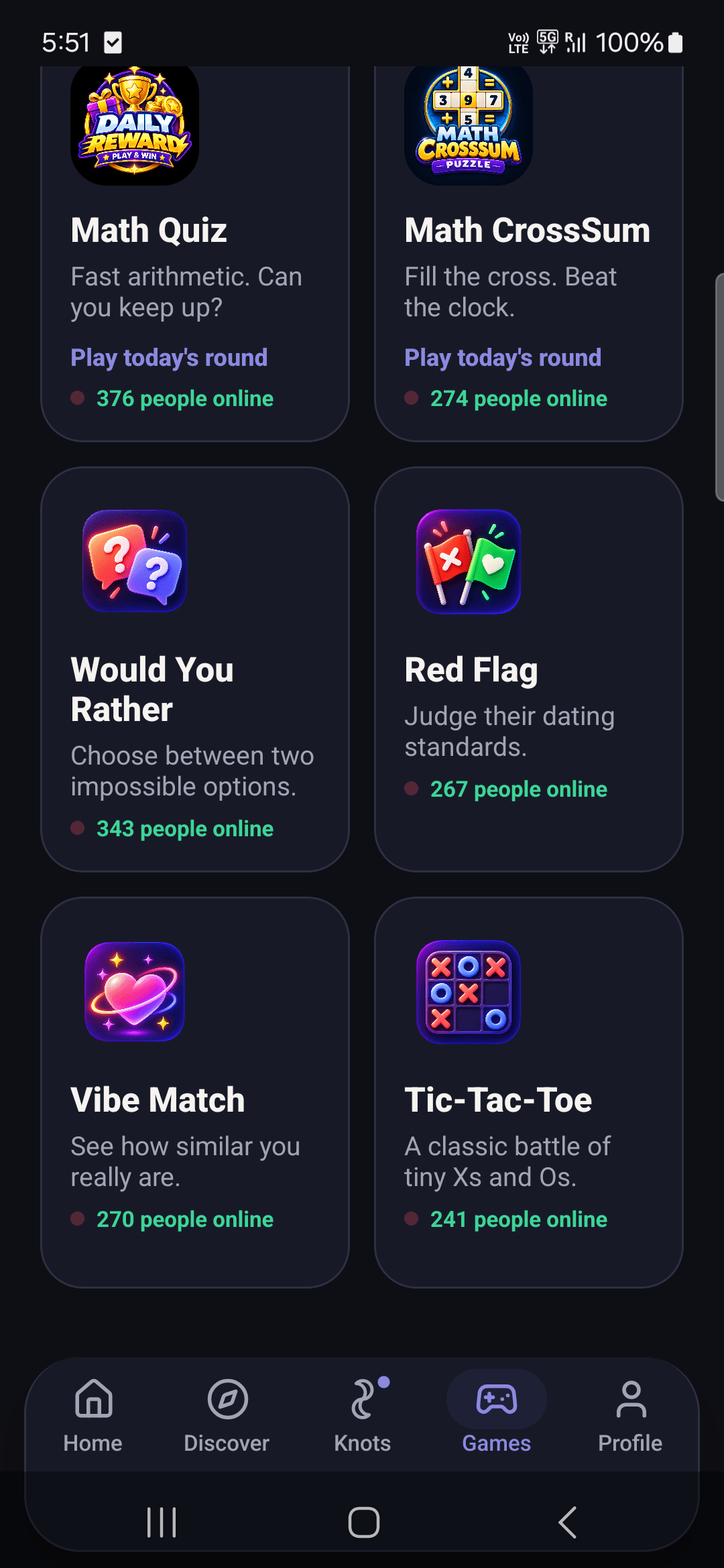 KnotChat app: icebreaker games to play with a match