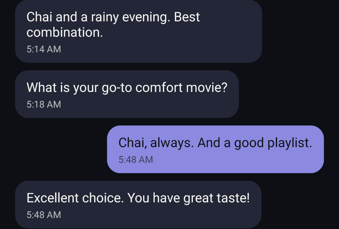 A text-only KnotChat conversation